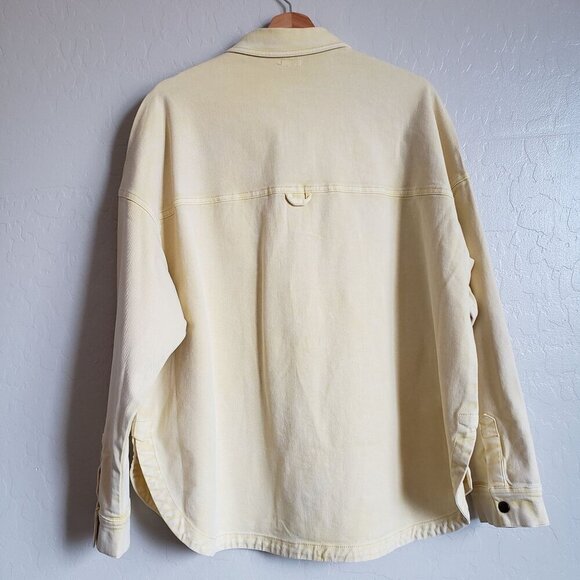 Faherty Sunny Oversized Organic Cotton Blend Shacket Washed Yellow Women's Large - Picture 10 of 10